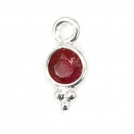Charm Gemstone dyed ruby color round faceted 5x11mm x 1pc