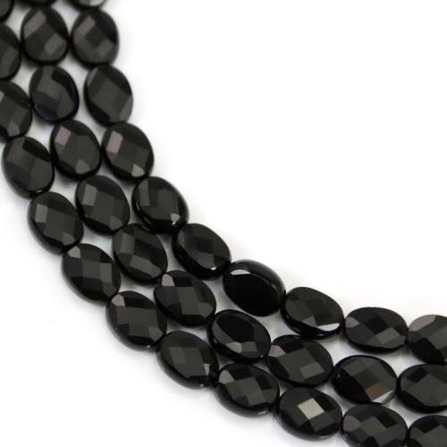 Onyx noir ovale facetté 6x8mm x 40cm