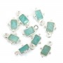 Rectangle Amazonite charm set in silver 925 8x12mm x 1pc