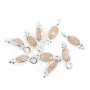 Charm Gemstone orange moon faceted oval set in silver 925 4x11mm x 1pc