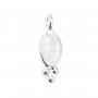 Charm Gemstone faceted oval moon set in 925 silver 4x11mm x 1pc