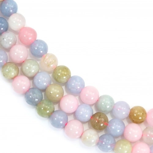 Mixed morganite and aquamarine round beads 6mm x 40cm