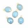 Tinted chalcedony in faceted oval-shape with 1 ring, set in gold-plated silver 11x13mm x 1pc