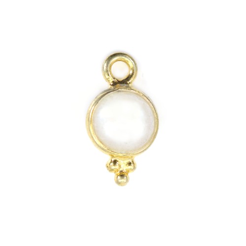 Round Freshwater Pearl Charm set in 925 silver and gold 7*13mm x 1pc