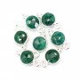 Ciondolo con pietra rotonda sfaccettata color smeraldo in argento 925 7x13 mm x 1 pz