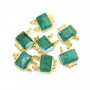 Charm Gemstone tinted emerald rectangle set in silver 925 gold - 2 rings - 8x10mm x 1pc