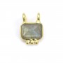 Labradorita Charm rectángulo engastado en plata dorada 925 - 2 anillos - 8x10mm x 1pc
