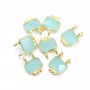 Chalcedony charm rectangle set in 925 gold - 2 rings - 8x10mm x 1pc