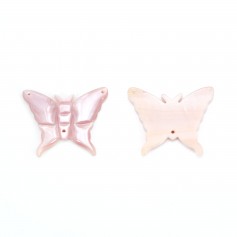 Pink mother of pearl butterfly 21x26mm x 1pc
