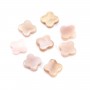 Pink mother-of-pearl clover beads 13mm x 4 pcs