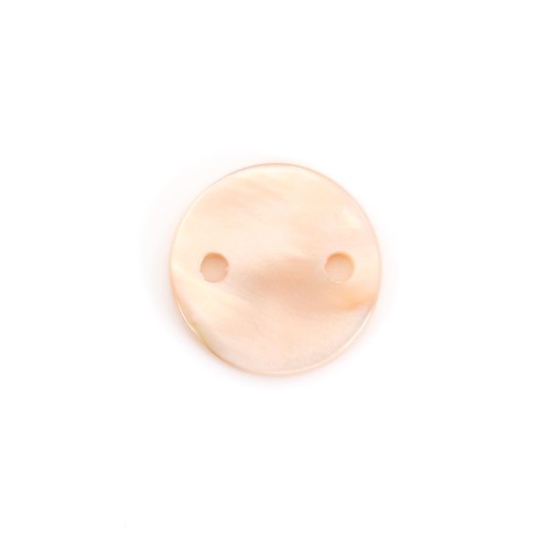 Pink, round, flat mother-of-pearl 8mm x 4pcs
