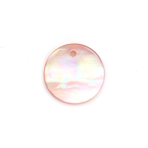 Nacre rose ronde plate -2 trous - 10mm x 1pc