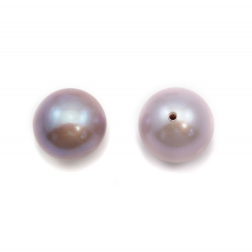 Perle de culture d'eau douce, semi-percée, mauve, ronde, 9.5-10mm x 1pc