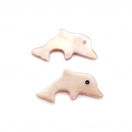 Pink mother-of-pearl dolphin 8x15mm x 2pcs