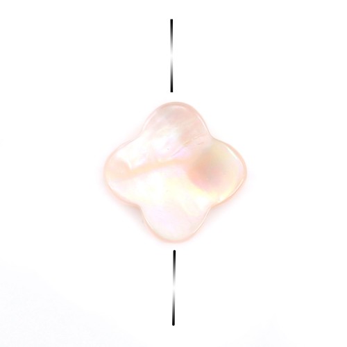 Pink mother-of-pearl clover beads 6mm x 4 pcs