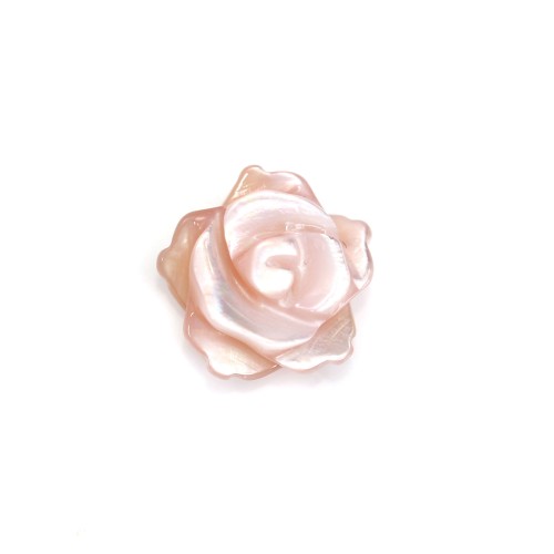 Nacre rose semi percée en forme de fleur (rose) 10mm x 1pc