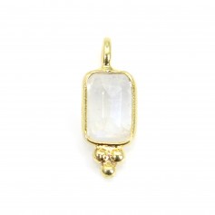 Charm Gemstone rectangle moon set in 925 sterling silver and gold 5*13mm x 1pc