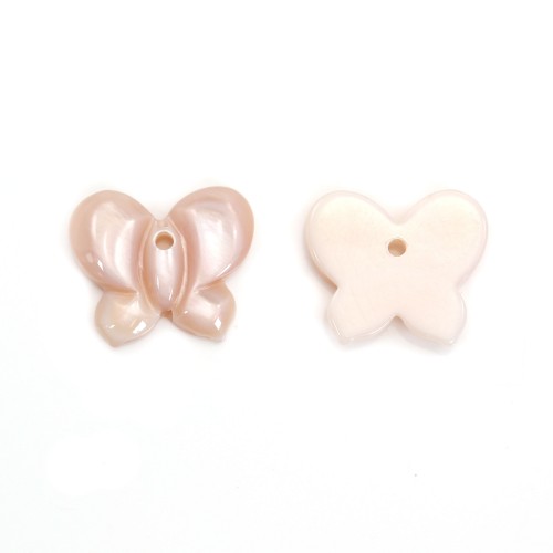 Pink mother-of-pearl in butterfly shape 10x12mm x 1pc 