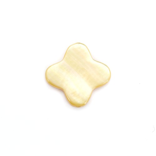 Yellow mother-of-pearl clover beads 12mm x 2 pcs