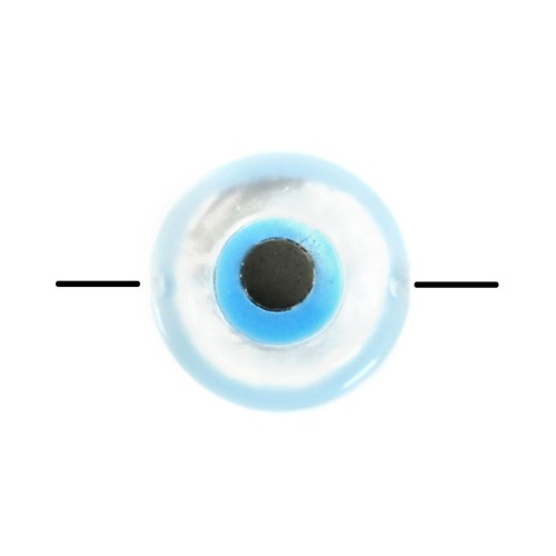 Nazar boncuk redondo de nácar blanco (ojo azul) 5mm x 2pcs