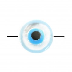 Round white mother-of-pearl Nazar boncuk (blue eye) 5mm x 2pcs