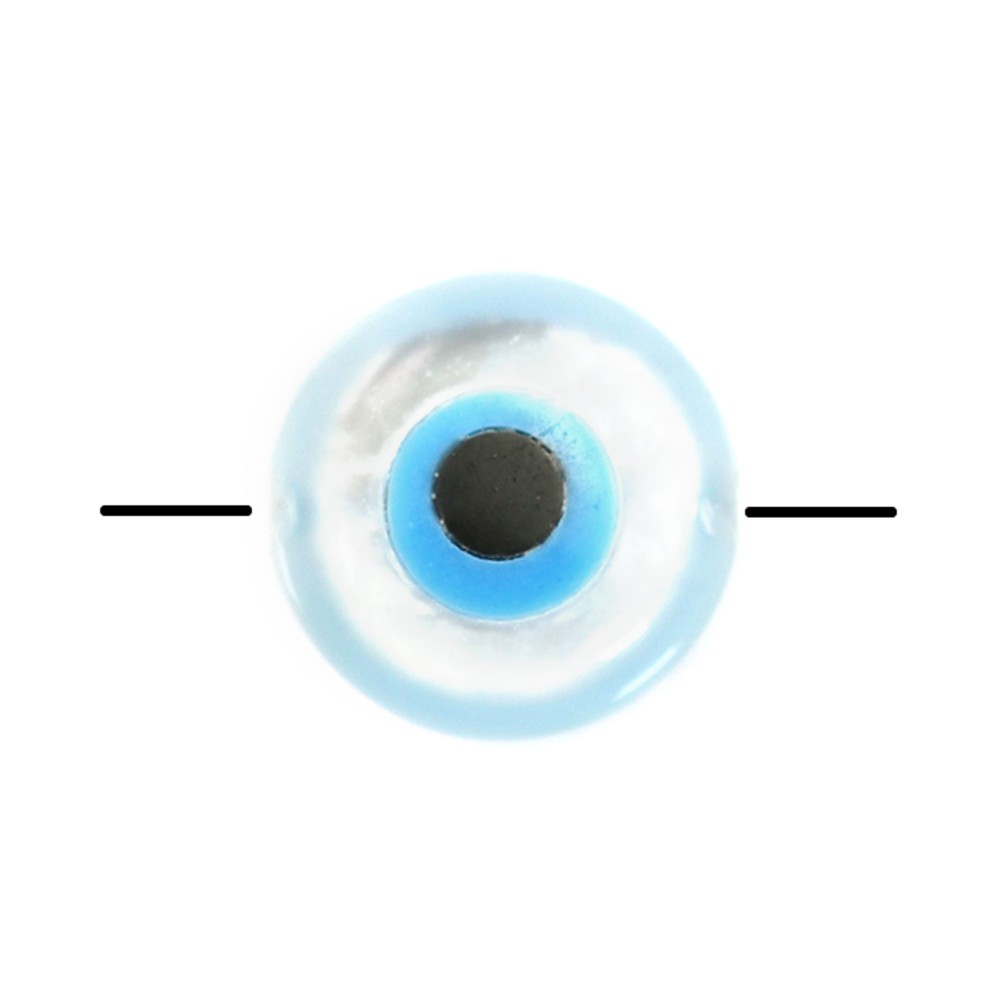 Nazar boncuk (blue eye) round white mother-of-pearl- Achat / vente