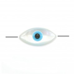 White mother-of-pearl Nazar boncuk (blue eye) 5x10 mm x 2pcs