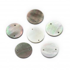 Round flat grey mother of pearl 12mm x 2pcs