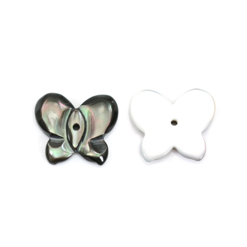 Gray mother-of-pearl in butterfly shape 10x12 mm x 1pc 