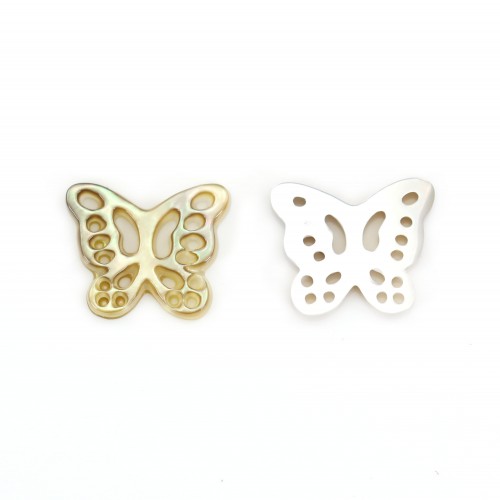 Gray mother-of-pearl butterfly with openwork 9.5x11.5mm x 1pc