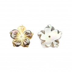 Grey mother of pearl flower shape with 5 petals 12mm x 1pc