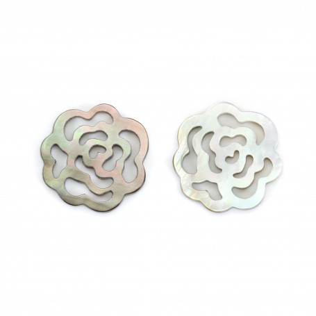 Gray mother-of-pearl flower with openwork 14mm x 1pc 