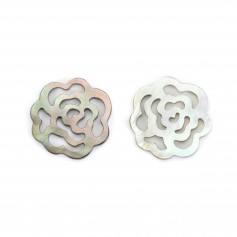 Grey openwork mother of pearl flower 14mm x 1pc