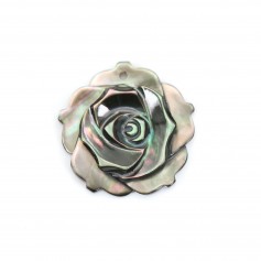 Grey mother of pearl rose shape 15mm x 1pc