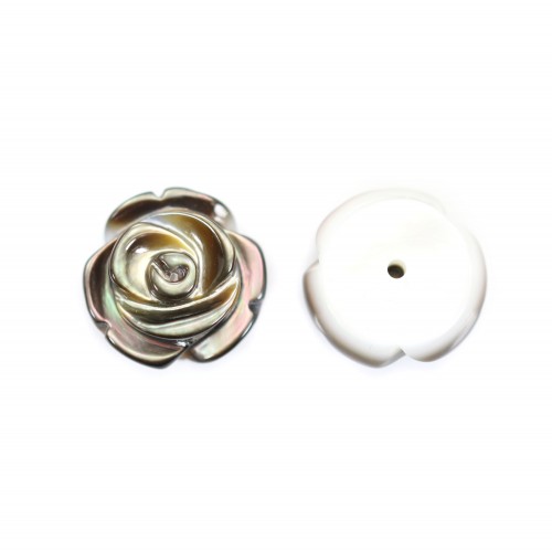 Gray mother-of-pearl half drilled rose 10mm x 2pcs