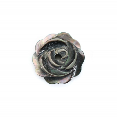 Flor de nácar gris con agujero en el centro 8mm x 1pc