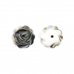 Grey mother of pearl flower shape drilled in the center 8mm x 1pc