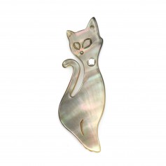 Grey Cat Mother of Pearl with Zirconium Oxide 9x25mm x 1pc
