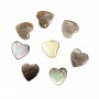 Gray mother-of-pearl heart beads on thread 6mm x 40cm