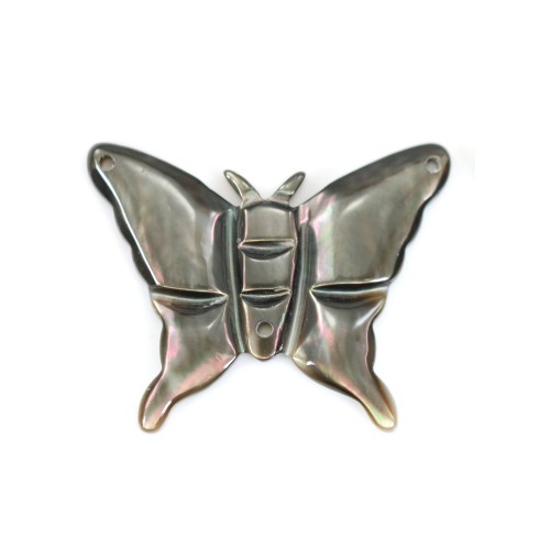 Madreperla gris en forma de mariposa 21x26mm x 1pc