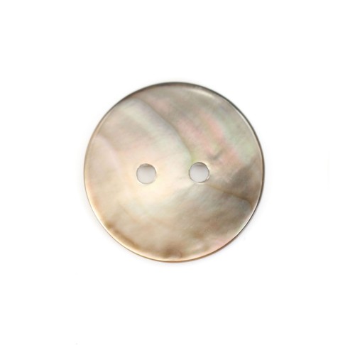 Gray mother-of-pearl round button 2x20mm x 1pc