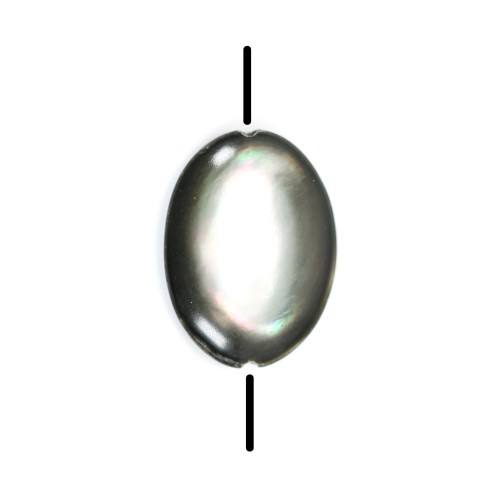 Gray mother-of-pearl bulged oval beads 12x16mm x 4 pcs