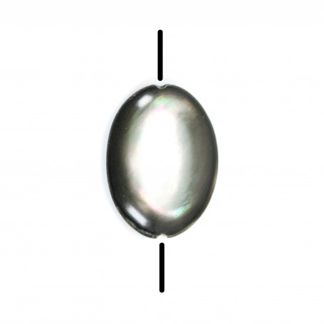 Gray mother-of-pearl bulged oval beads 12x16mm x 4 pcs