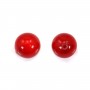 Perle de nacre rouge semi-percé x 2pcs
