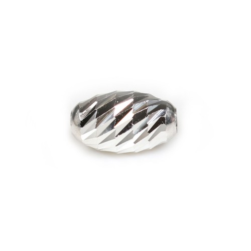 Striped bead, in the shape of an olive, 4x6.5mm x 4pcs