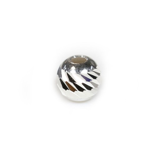 Striped ball, in the shape of a faceted round, 6mm x 2pcs