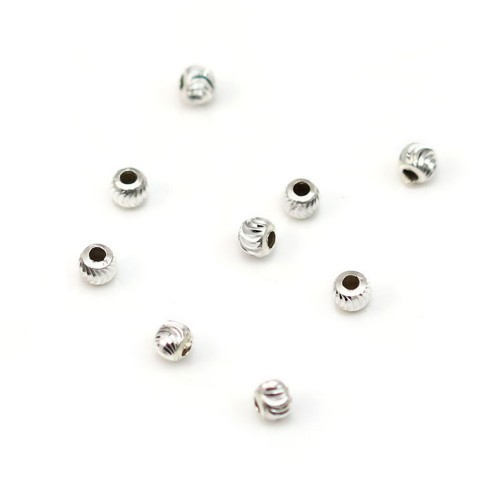 Perles striées, en argent 925, de taille 3mm x 20pcs