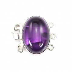 Clasp 3 rows of silver 925 cabochon color amethyst 13x18mm x 1pc