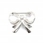 925 silver and zirconium bow shaped brooch 30x37mm x 1pc