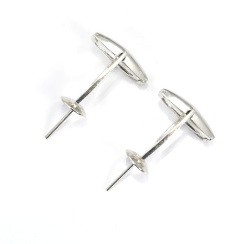 Cuff link with small dish for pearls half-drilled Sterling silver 925 ,20x8x17.5 mm x 2pcs
